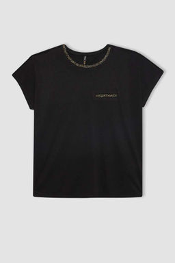 Футболка с круглым вырезом и короткими рукавами - Defacto фото 7