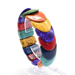 Браслет из кахолонга тонированного чешуя цвет микс, 26см Радуга камня