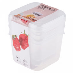 Контейнер пластмассовый Шведский 800мл, 11х11х9см, прозрачный, цветная крышка, микс, набор 3шт, в пленке (Китай) - Домашняя мода фото 2