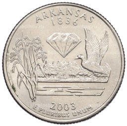 Монета 25 центов (1/4 доллара) 2003 года D США Штаты и территории  Арканзас
