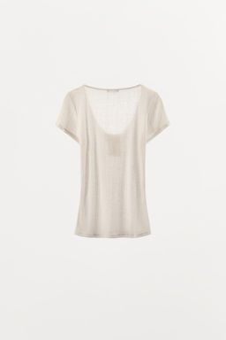 POINTELLE TOP WITH SATIN BOW - Zara фото 5