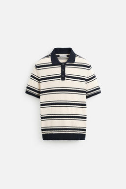STRIPED JACQUARD KNIT POLO SHIRT - Zara фото 7