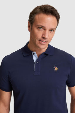 Erkek Lacivert Regular Fit Polo Yaka Basic Ti__rt
