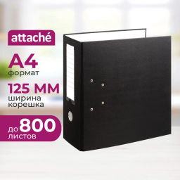 Папка-регистратор с ароч.мех. PVC без мет/уг 125мм черная,ПБП1,карм.кор - Attache фото 2