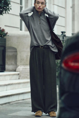 WIDE-LEG TROUSERS WITH BELT - Zara фото 3