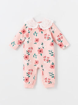 Bebe Yaka Uzun Kollu ?i?ekli K?z Bebek Tulum