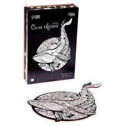 Пазл деревянный фигурный Сила океана, чёрно-белый