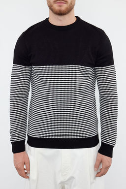 TRENDYOL MAN Siyah Slim Dar Kesim Bisiklet Yaka Cizgili Triko Kazak TMNAW21KZ0557 - Trendyolmilla фото 16