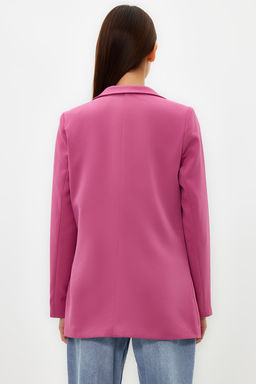 Pembe Regular Astarl? Kruvaze Kapama Dokuma Blazer Ceket TWOAW21CE0264