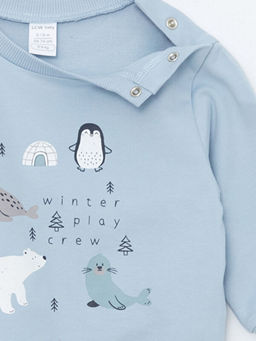 Bisiklet Yaka Bask?l? Erkek Bebek Sweatshirt - Waikiki фото 3