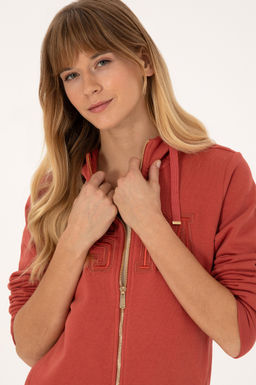 Kad_n Kiremit Fermuarl_ Kap__onlu Basic Sweatshirt - U.s. polo assn фото 2