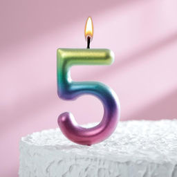 Свеча в торт Акварель, цифра 5, 9 см, ГИГАНТ