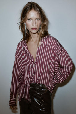 OVERSIZE STRIPED POPLIN SHIRT - Zara фото 2