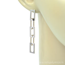 Серьги "Цепи" 8*62мм серебристые, 5г