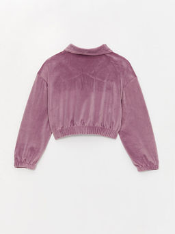 Polo Yaka Basic Uzun Kollu Kadife K?z ?ocuk Sweatshirt ve Tayt - Waikiki фото 3