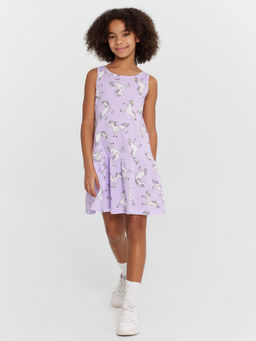 Платье для девочек сиреневое с принтом единороги - Mark formelle фото 2