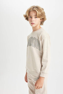 Толстая школьная толстовка оверсайз с круглым вырезом для мальчика