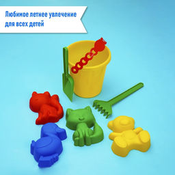 Набор игрушек для песочницы: ведёрко, 4 формочки для песка, грабли, лопатка, МИКС - Соломон фото 5