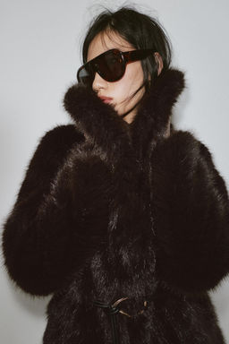 FAUX FUR BELTED COAT