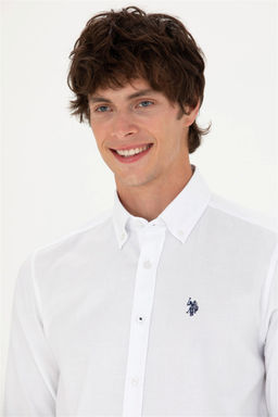 Мужская белая базовая рубашка с длинным рукавом - U.s. polo assn фото 2