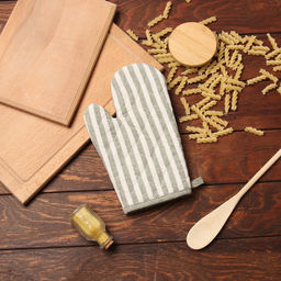 Варежка-прихватка Доляна Полоса цв.зеленый 25х17см,50% п/э 50% хл  фото 5