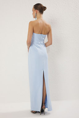 TRENDYOLMILLA K?rm?z? Fiyonk Detayl? Dokuma Uzun S?k Abiye Elbise TPRSS24AE00073  фото 4