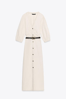 MIDI DRESS WITH PUFF SLEEVES AND BELT - Zara фото 7