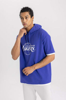 DeFactoFit Футболка оверсайз с капюшоном и короткими рукавами НБА Лос-Анджелес Лейкерс  фото 7