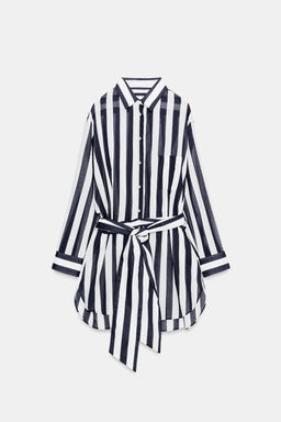 CAMISA RAYAS ZW COLLECTION / Blanco / Marino - Zara фото 2