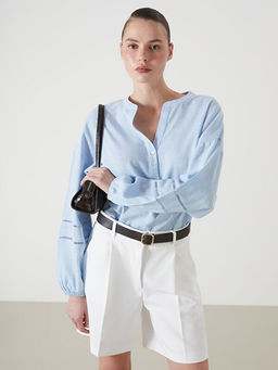 Ka??k Yaka Oversize Kad?n Bluz