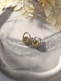 Серьги со съёмным элементом Трансформер круги, цвет серебро с золотом