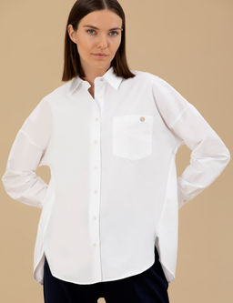 Beyaz Oversize Uzun Kollu G_mlek