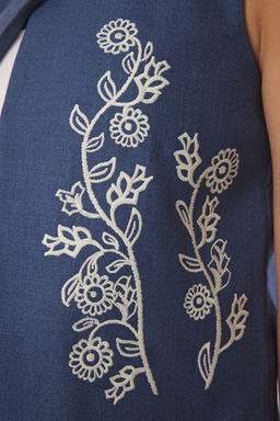 Indigo Keten Gorunumlu Nak?sl? Yelek TWOSS25YE00111