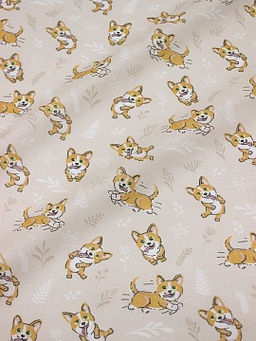 Ситец детский Озорные корги, ш.0.95м, хлопок-100%, 96гр/м.кв