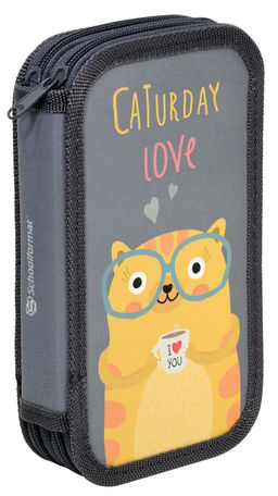 Пенал 2 секц. Schoolformat CLEVER CAT 190х105 молния