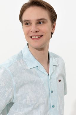 Мужская бирюзовая рубашка с коротким рукавом - U.s. polo assn фото 2