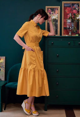 Платье хлопок OD-791-4 горчица OD-791-4