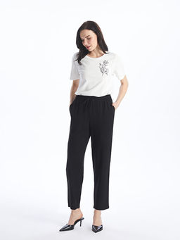 Kad?n Beli Lastikli D?z Pantolon