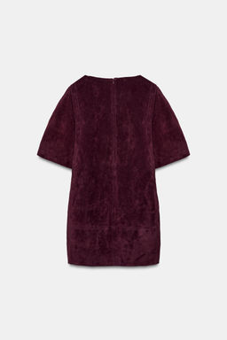 100% LEATHER SUEDE SHORT DRESS - Zara фото 13