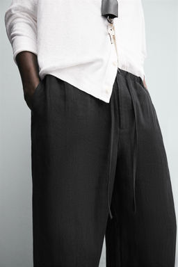 100% LINEN RELAXED FIT TROUSERS - Zara фото 6