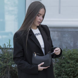 Сумка багет из искусственной кожи,19х15х6.5 см, чёрный цвет - Nazamok фото 11