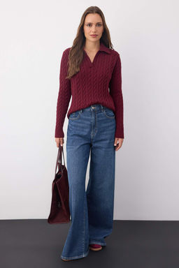 Wardrobe Essentials Bordo Premium IplikSac Orgulu Triko Kazak | TWOAW26KZ00132 - Trendyolmilla фото 2