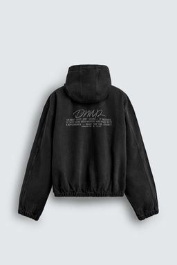CAZADORA DENIM BORDADO CAPUCHA / Carb?n - Zara фото 8