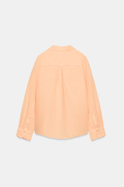 CAMISA LINO 100% BOLSILLO ZW COLLECTION / Mandarina - Zara фото 8