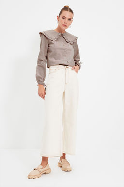 Trendyolmilla Bordo Buyuk Yaka Detayl? Dokuma Gomlek TWOAW21GO0677 фото 3