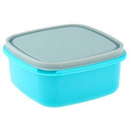 Контейнер пластмассовый "Любимый город" 0,85л, 14х14х6,3см, полипропилен, квадратный, бирюзовый/серый (Россия)