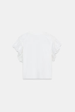 CAMISETA VOLANTES MANGA CORTA / Blanco - Zara фото 6