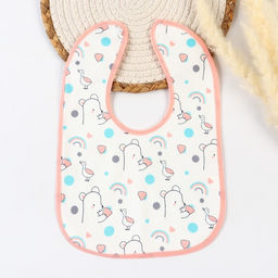 Цена за 10 шт. Нагрудник детский Крошка Я (фасовка 10 шт., розовая окантовка)