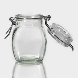 Цена за 2 шт. Банка для хранения сыпучих Доляна «Овал», 100 мл, 5.5×9 см, с бугельным замком, стекло