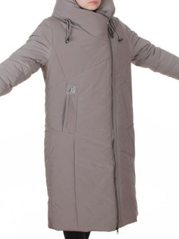 M-9102 GRAY/BEIGE Пальто зимнее женское (верблюжья шерсть, 120 гр. холлофайбер)